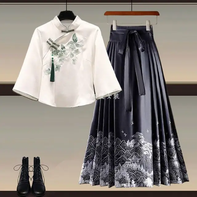 New Wear A Set Of Plus Size Hanfu Horse face Skirt Two piece Suit I Set - Shop at LoveMi