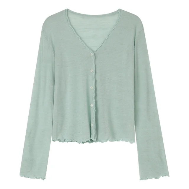 Tree Fungus like Lacework Knitted Button Cardigan Water Blue - Shop at LoveMi