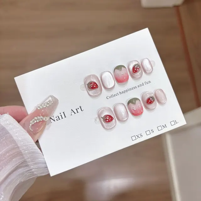 Nail Tip High grade Cat Eye Hand pinching Strawberry Sundae Milkshake 558 M - Shop at LoveMi