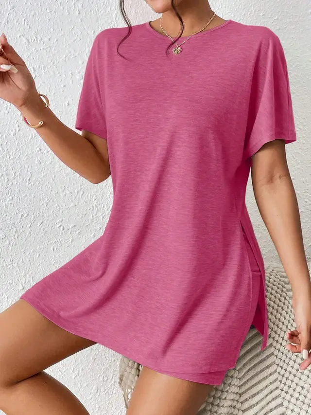 Summer Casual Women's Comfortable Two piece Suit Rose Color - Shop at LoveMi