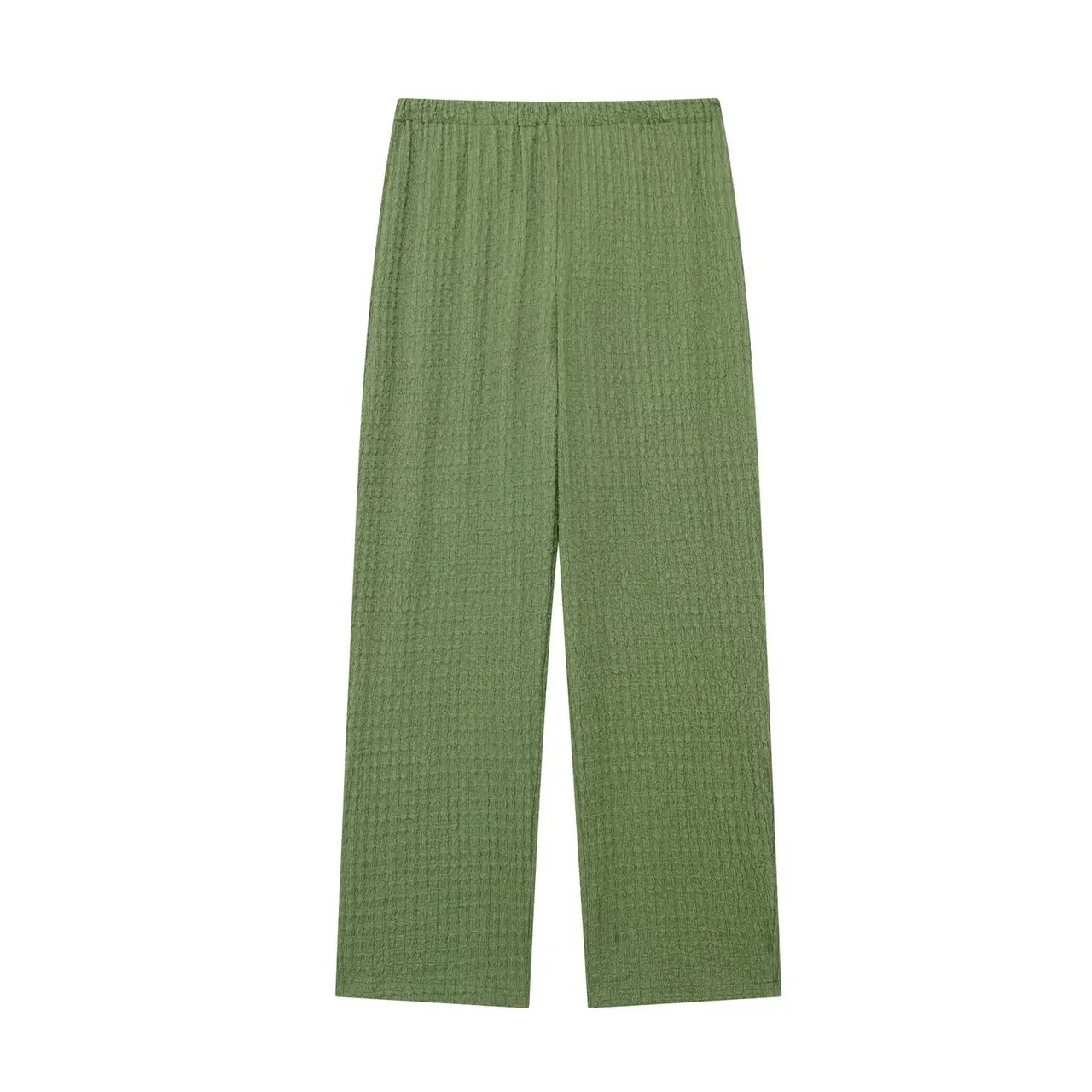 Stylish Good Texture Hanging Collar Top - Green Trousers