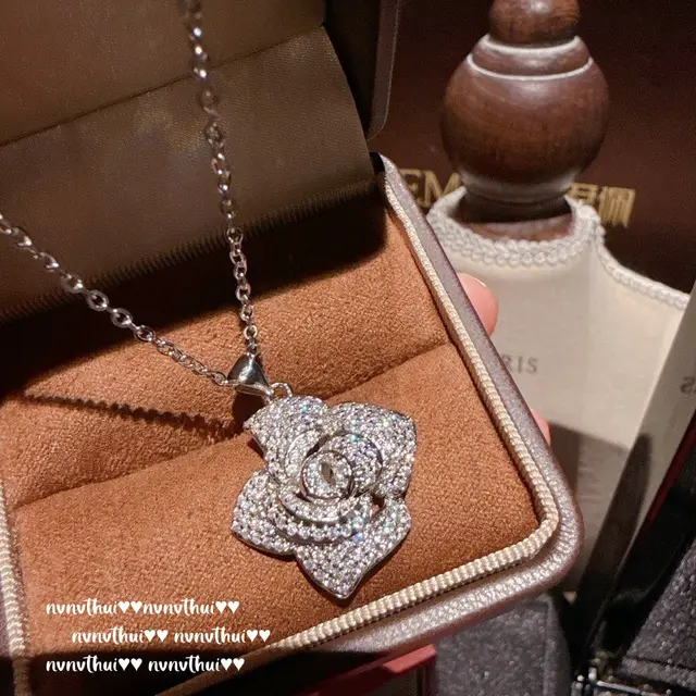 Fog Color Enchantress Camellia Gemstone Necklace Rich Charming Rose Zircon Earrings Bracelet Suit 184Z Necklace - Shop at LoveMi