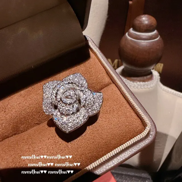 Fog Color Enchantress Camellia Gemstone Necklace Rich Charming Rose Zircon Earrings Bracelet Suit 184Z Open Ring - Shop at LoveMi