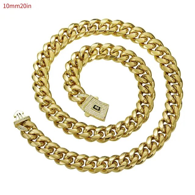 Titanium Steel Encrypted Cuba Men's Necklace Ornament 10Mm 20Inch - Shop at LoveMi