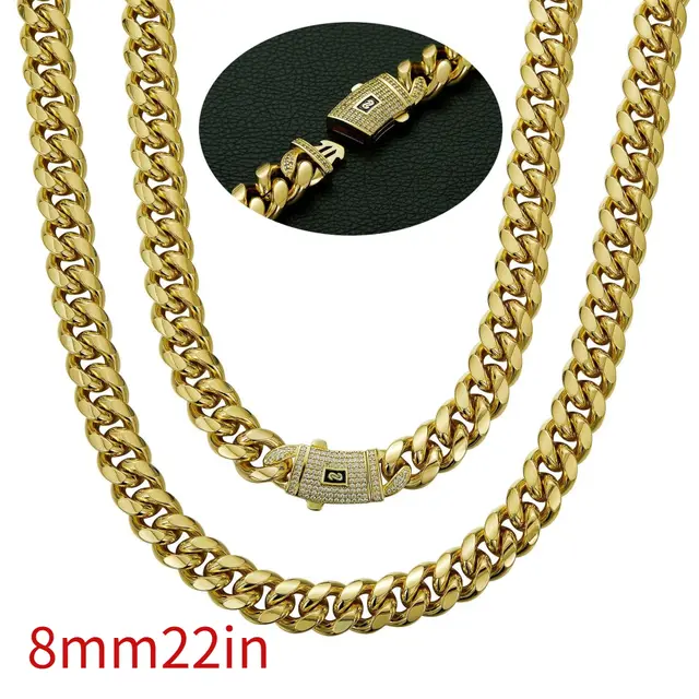 Titanium Steel Encrypted Cuba Men's Necklace Ornament 8Mm 22Inches - Shop at LoveMi