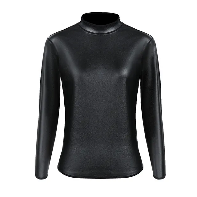 Body Shape Bodybuilding Slim Fit Middle collar Long Sleeve Leather Coat Black - Shop at LoveMi