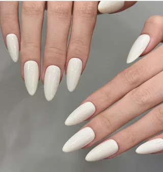 Nude Butterfly Nail Patch Gentle White Fairy Short Handmade Wear Armor - 232 Almond Nails