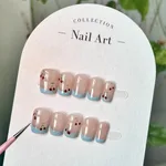 French Cherry Manicure Handmade Detachable Wear Nail - 410 Type A Ultra Short