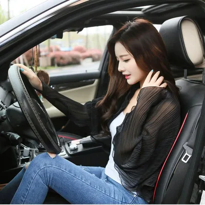 Pleated Shawl Scarf Cycling Beach Sun Protection Clothing Cardigan Black - Shop at LoveMi