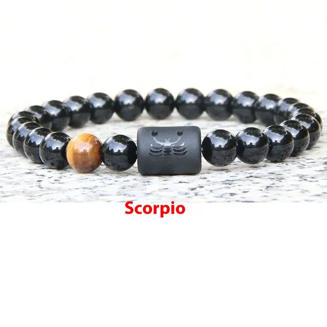 Twelve Constellation Elastic Bracelet Men Obsidian Couple Scorpio - Shop at LoveMi