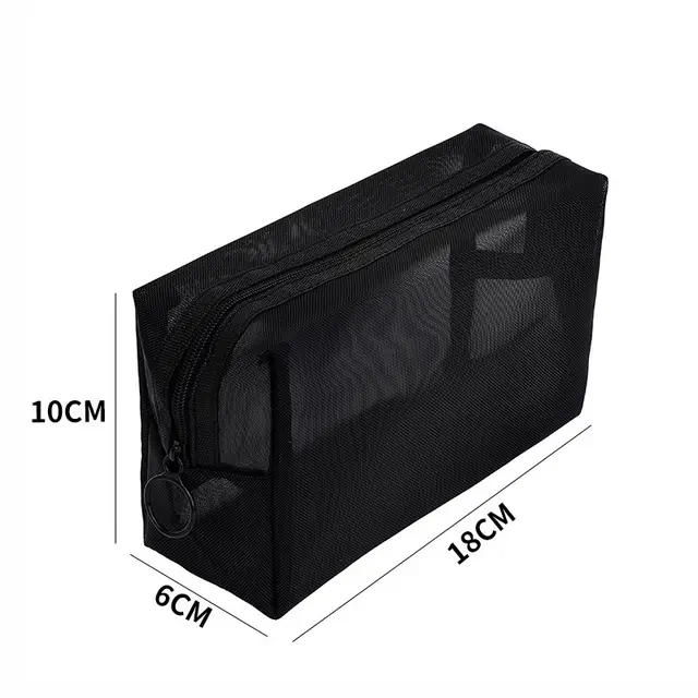 Mesh Cosmetic Bag Storage High grade Transparent Square Medium - Shop at LoveMi