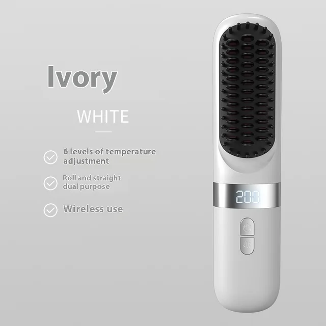 Wireless Anion Portable Charging Straight Comb Ivory White - Shop at LoveMi