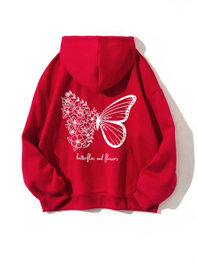 Butterfly Fashion Personalized Printing Women's Sweater Red - Shop at LoveMi