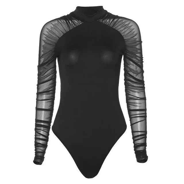 Mesh Stitching Solid Color Jumpsuit For Women Black - Shop at LoveMi