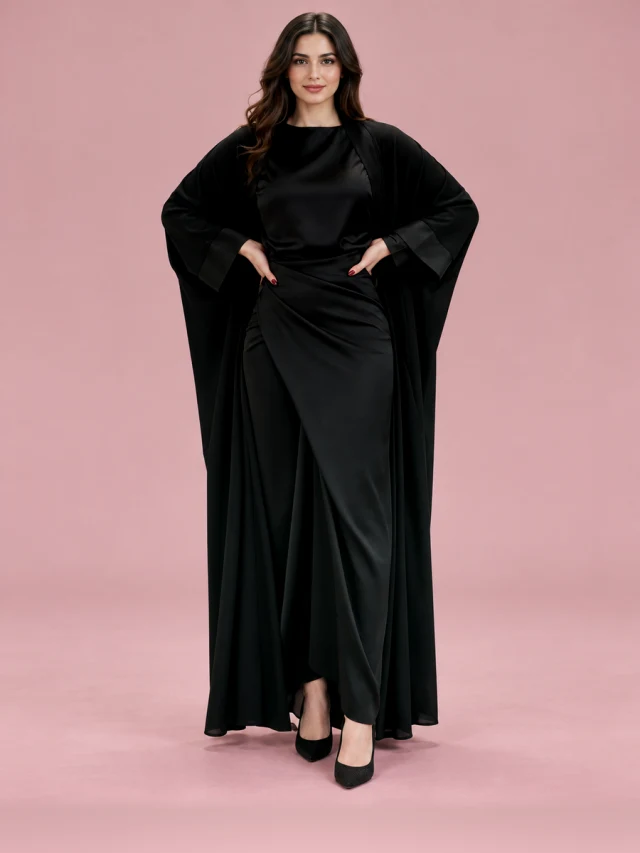New Round Neck Waist Trimming High Waist Slim Fit Long Dress Robe Coat Black - Shop at LoveMi