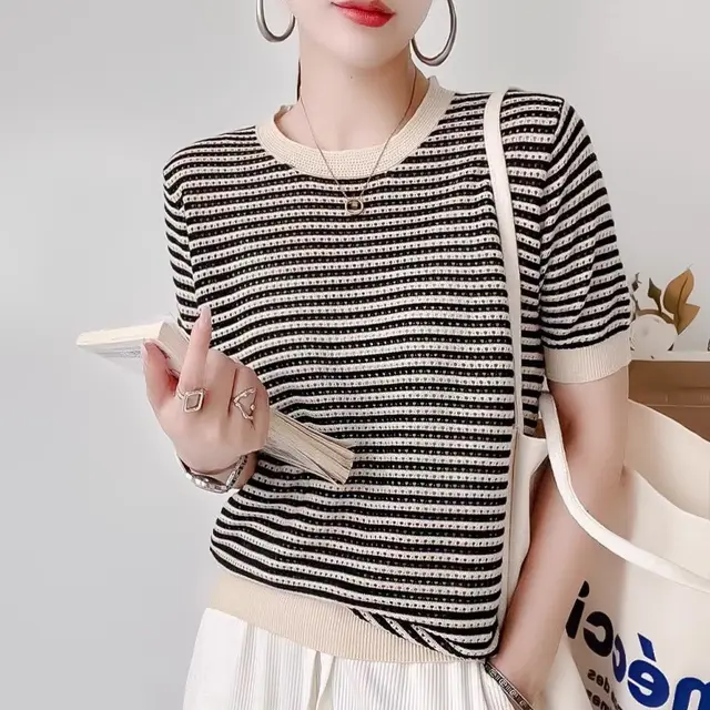 Knitwear Pullover Fashion Loose Thin Mid Sleeve Top Black - Shop at LoveMi