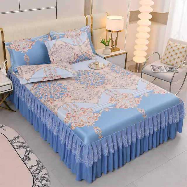 Sleeping Mat Viscose Fiber Mat Bed Skirt Three piece Set Home European Impression - Shop at LoveMi
