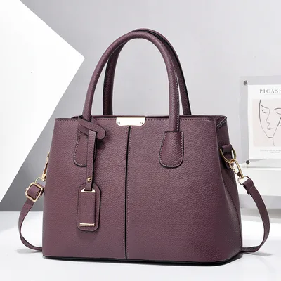 Women PU Leather Handbags Ladies Large Capacity Tote Bag Female Square Shoulder Bags New Fashion Crossbody Bags Purple - Shop at LoveMi