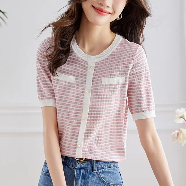 Loose Style Top Thin T shirt Taoyao Pink - Shop at LoveMi