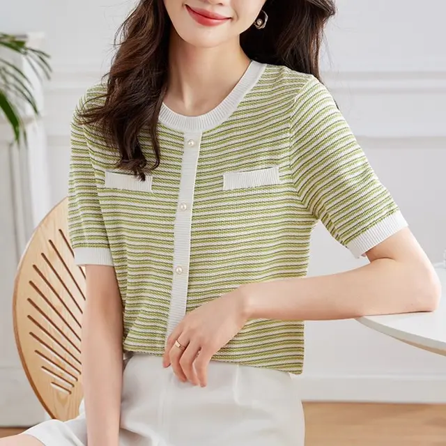 Loose Style Top Thin T shirt Vanilla Green - Shop at LoveMi