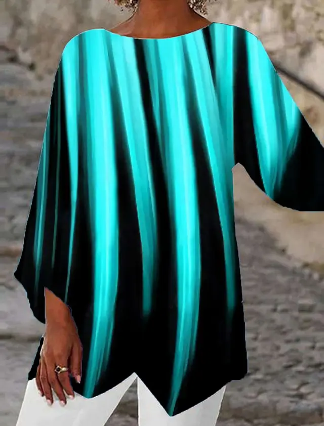 European And American Mature Elegant Contrast Color Women's Top Green - Shop at LoveMi