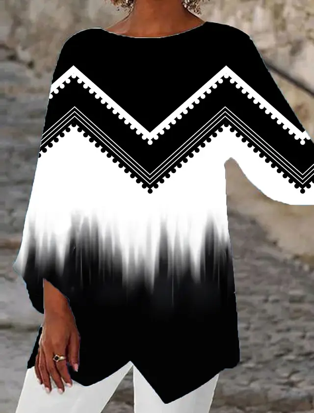 European And American Mature Elegant Contrast Color Women's Top White - Shop at LoveMi