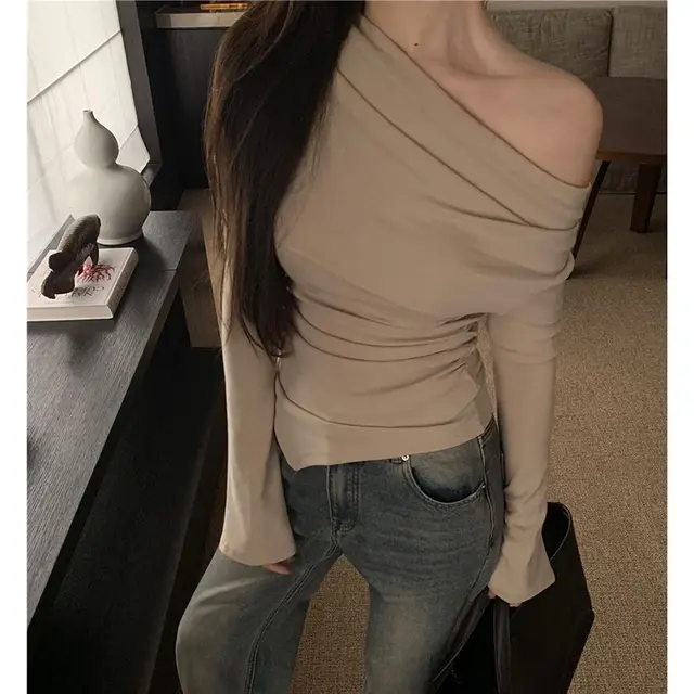 High grade Elegant Slim fit Slimming Inner Bottoming Shirt Apricot - Shop at LoveMi