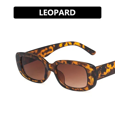 Small Frame Sunglasses Women's Fashion Rectangular Sunglasses Leopard Print Tea Lens - Shop at LoveMi