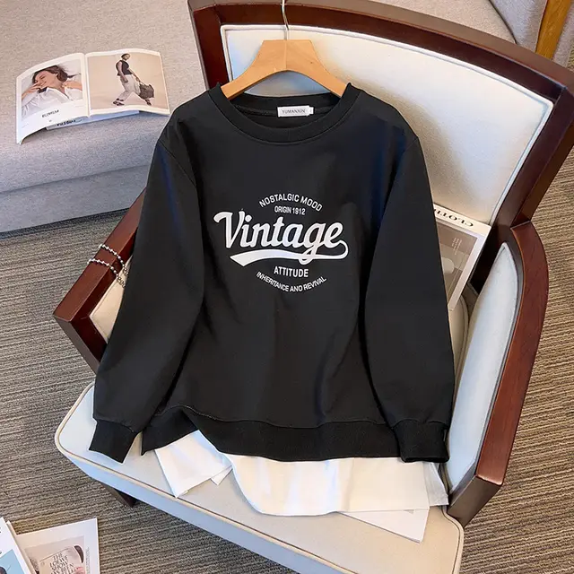 Plus sized Large Super Plus Size Loose Autumn Sweater Black - Shop at LoveMi