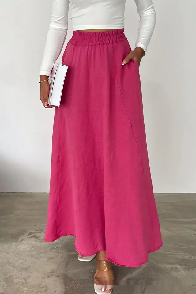 European And American Leisure A Line Loose Fashion Women's Wear Long Dress Rose Red - Shop at LoveMi