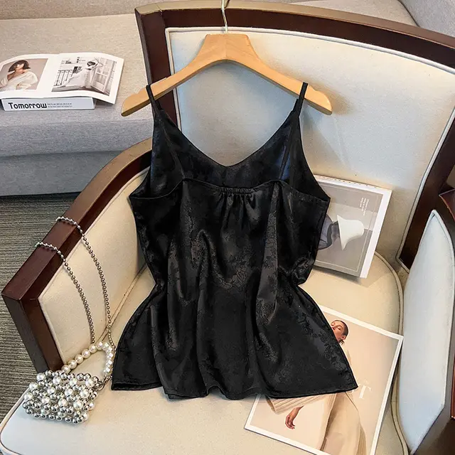 Plus sized Plus sized 15000kg Silk Satin All matching Tank Top Women Black - Shop at LoveMi