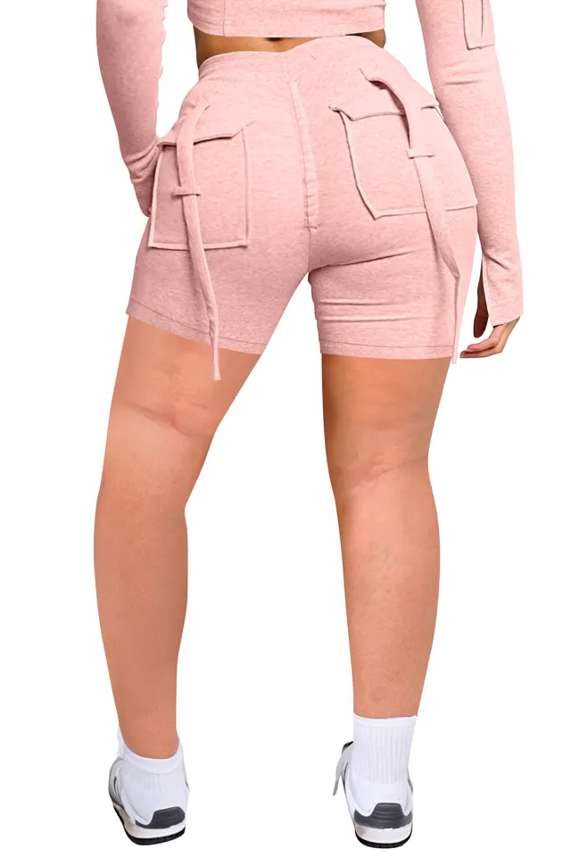 Women's Casual Tight Workwear With Pocket Sports Shorts Suit Pink Pants - Shop at LoveMi