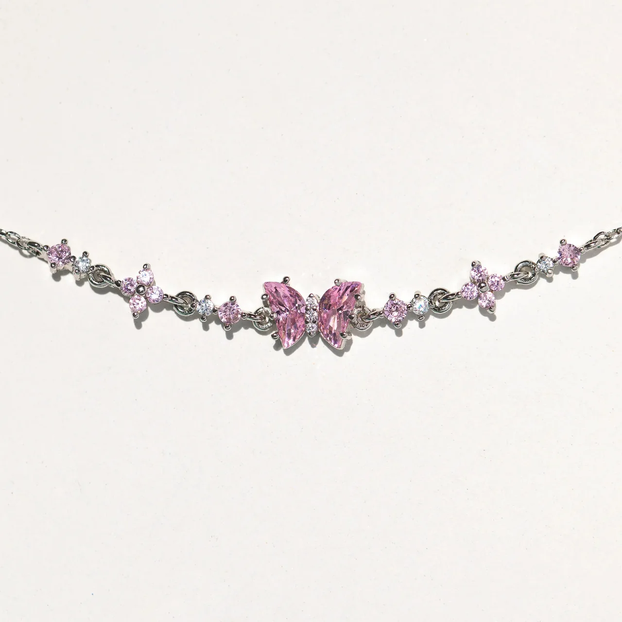 Zircon Butterfly Bracelet Female Retro - Silver