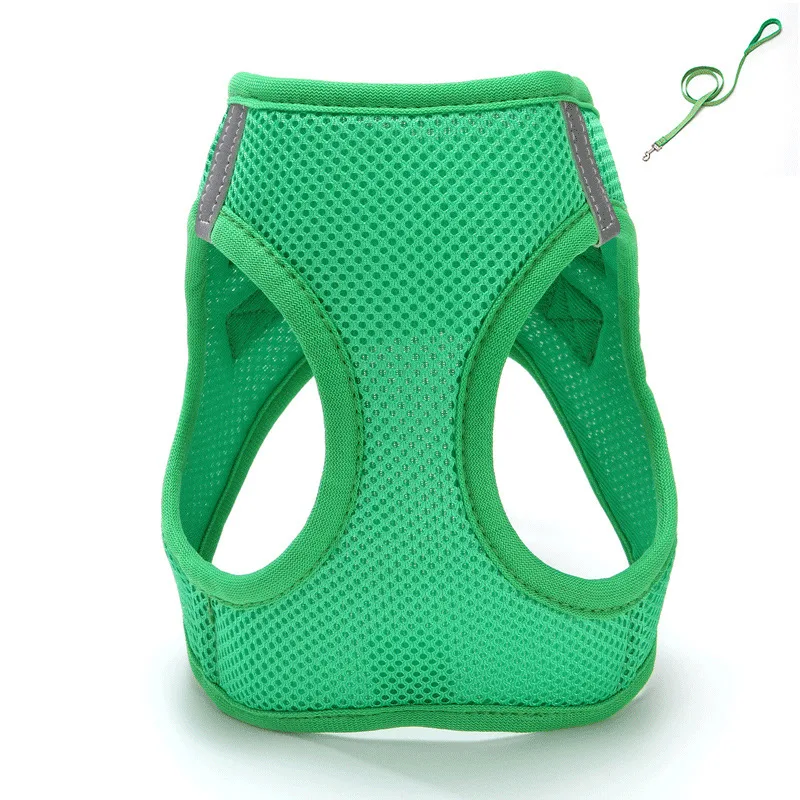Cat Pulling Rope Vest-style Slip Dogs And Cats Rope Pet Outing Mesh Cat Leash - Green - View 1