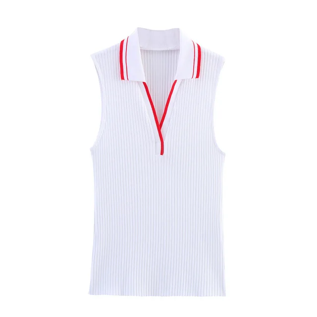 European And American Style Knitted Striped Thread Top White - Shop at LoveMi