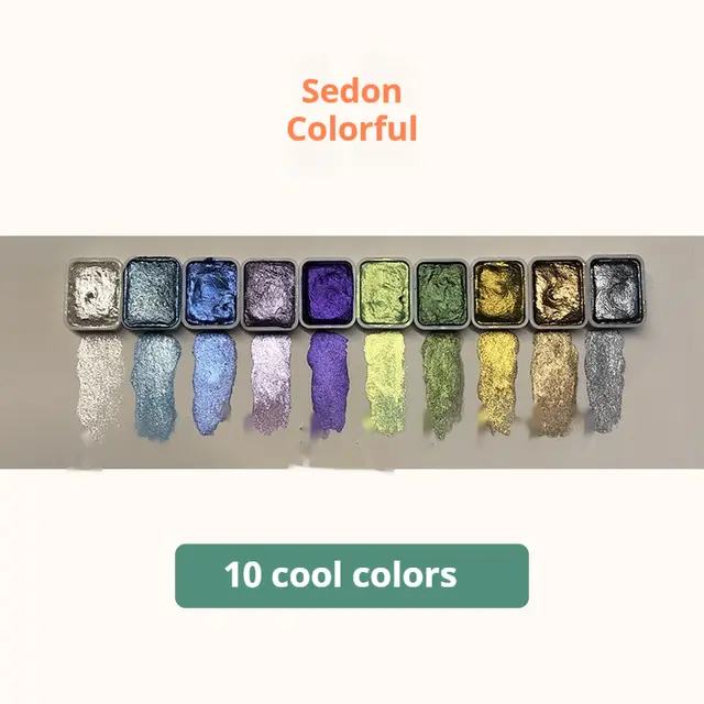 Silver Powder Mineral Pearl Watercolor Packaging Thangka Cold Color 10 Colors Each 1Ml - Shop at LoveMi