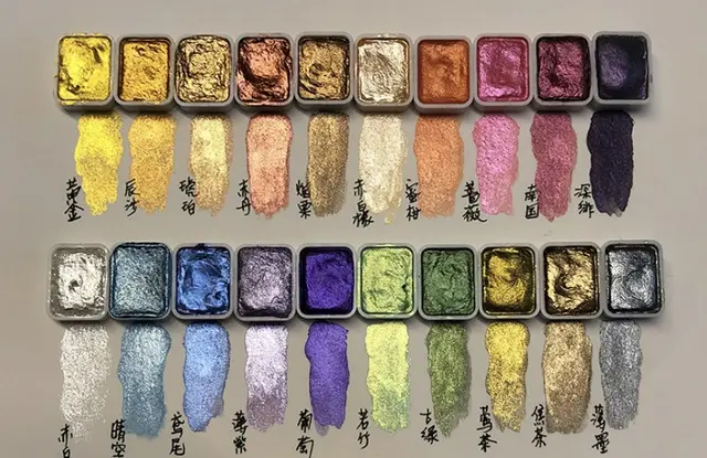 Silver Powder Mineral Pearl Watercolor Packaging Thangka Dunhuang 20 Colors - Shop at LoveMi