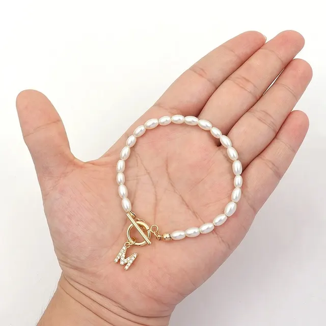 Retro Minimalist Style Pearl 26 Letter Bracelet For Women Gold - Shop at LoveMi
