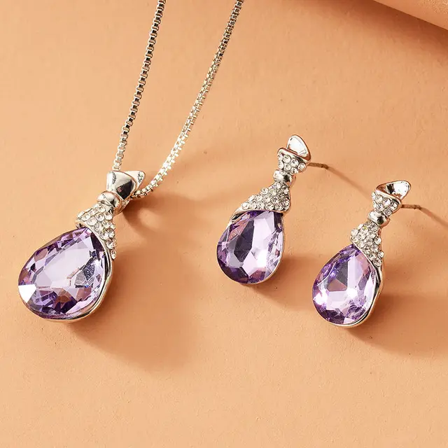 Bridal Jewelry Peacock Gem Necklace Earrings 192005A - Shop at LoveMi