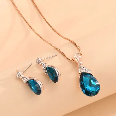 Bridal Jewelry Peacock Gem Necklace Earrings 192005B - Shop at LoveMi