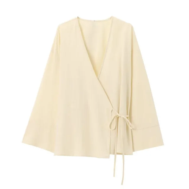 Texture Double Breasted Kimono Style Outerwear Pants Beige - Shop at LoveMi