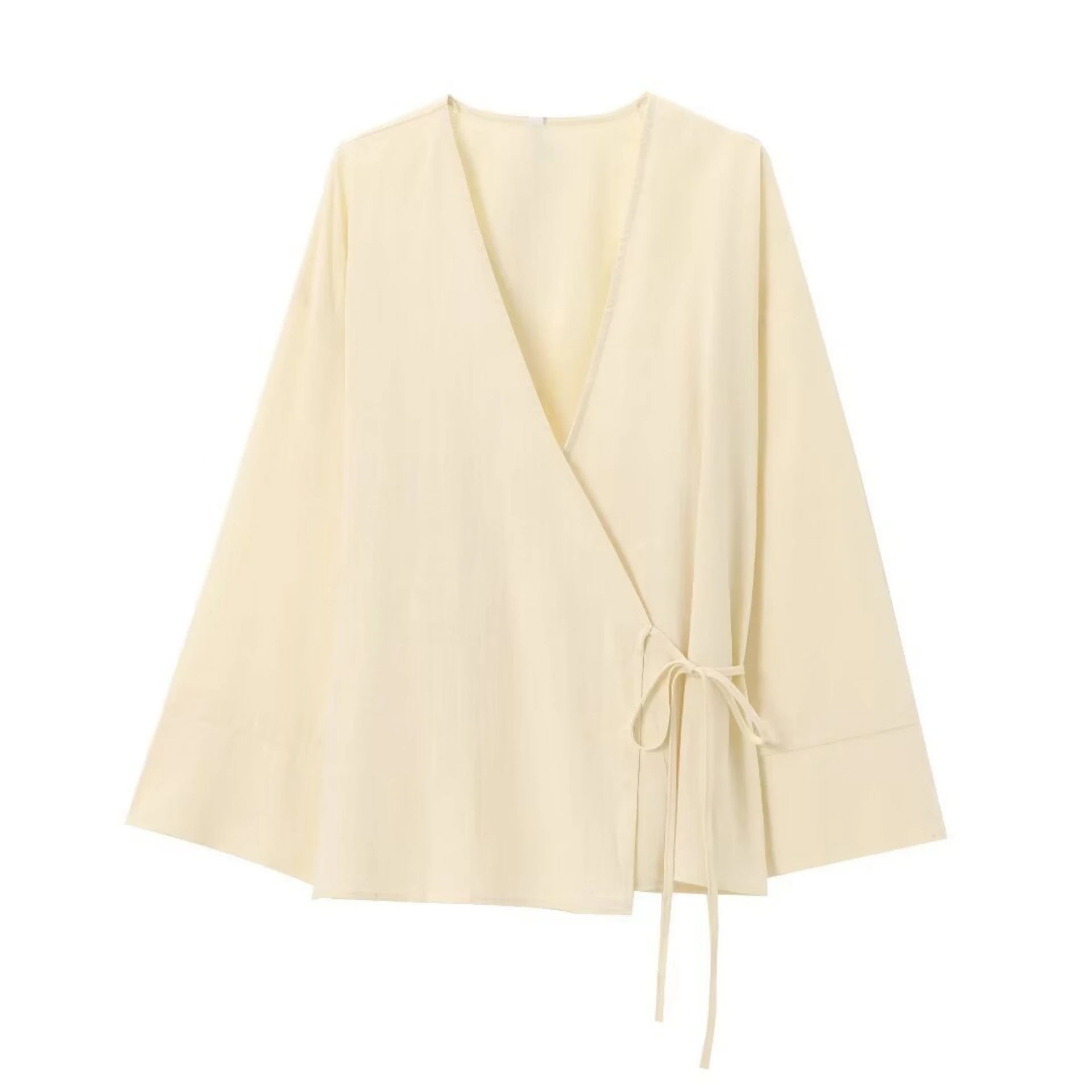 Texture Double Breasted Kimono Style Outerwear Pants - Beige