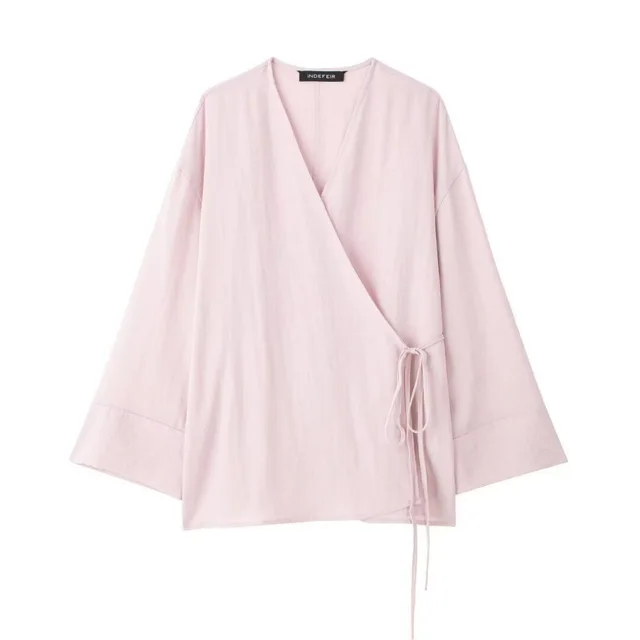 Texture Double Breasted Kimono Style Outerwear Pants Pink - Shop at LoveMi