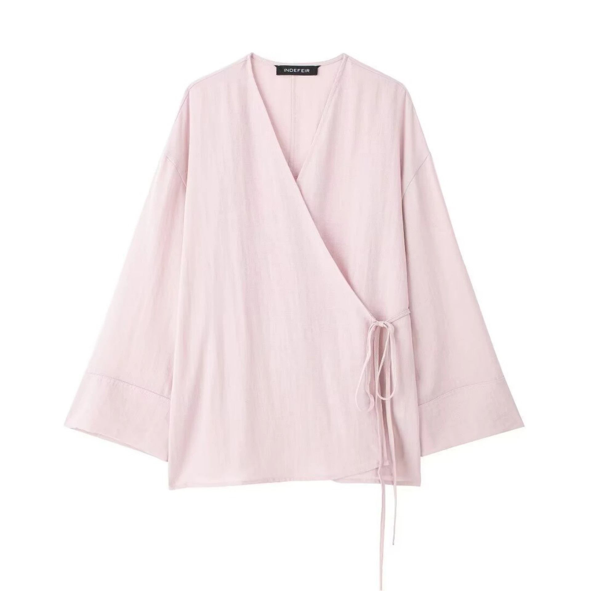 Texture Double Breasted Kimono Style Outerwear Pants - Pink