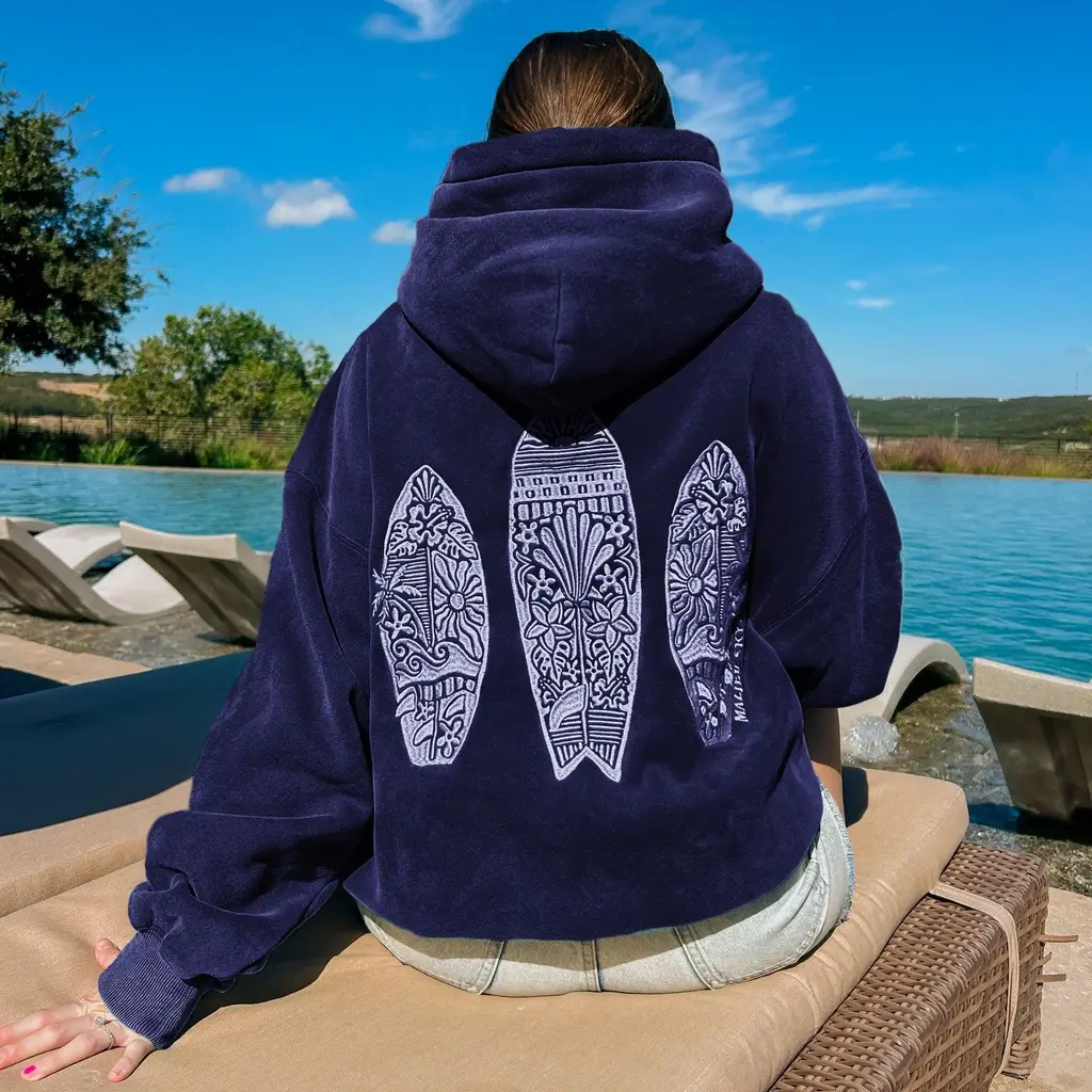 Simple Floral Letter Printing Drop-shoulder Sleeve Ladies Hoodie - Navy Blue 311