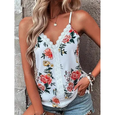 Summer New Women's Vest V neck Print Color - Shop at LoveMi