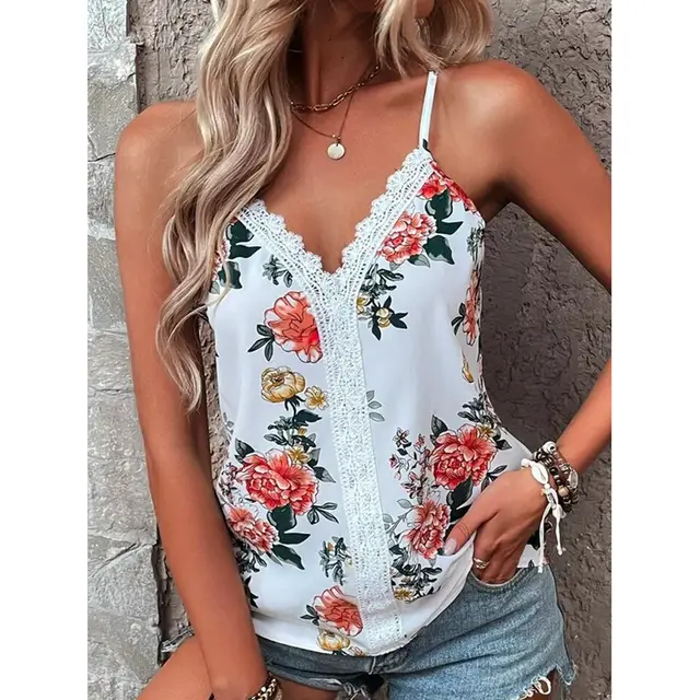 Summer New Women's Vest V neck Print Color - Shop at LoveMi