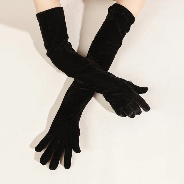 Gold Velvet Bridal Gloves Black - Shop at LoveMi