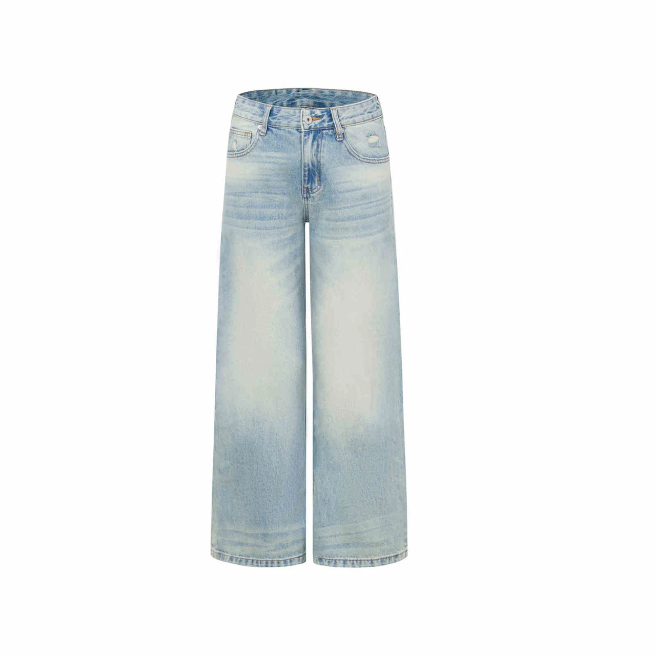 Women's Wide-leg Jeans Fashion High Waist Straight Pants - Light Blue