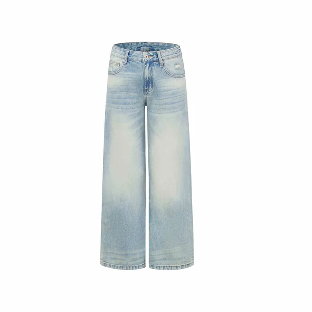 Women's Wide leg Jeans Fashion High Waist Straight Pants Light Blue - Shop at LoveMi